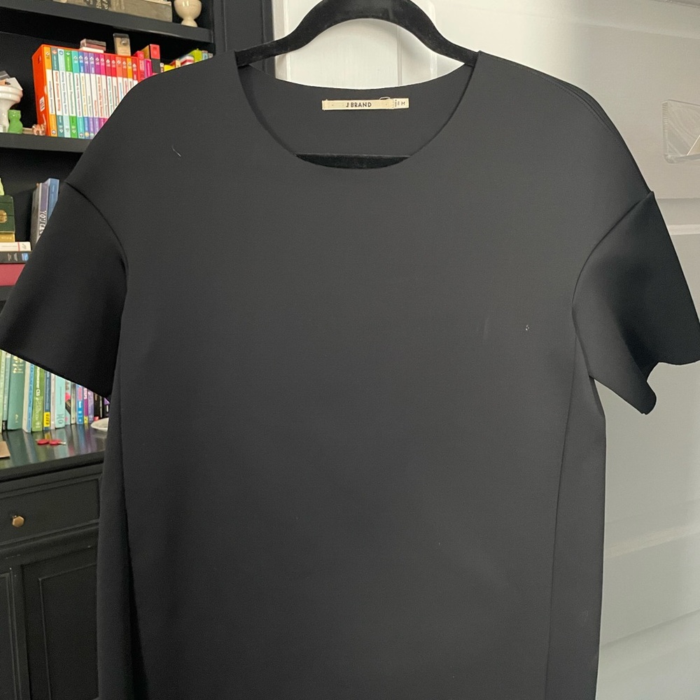 J BRAND black neoprene short sleeved shirt size  Medium